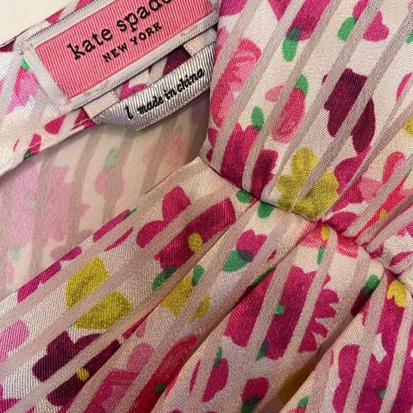Kate Spade New York Marker Floral Devore Top Pink Size Large - Picture 7 of 9